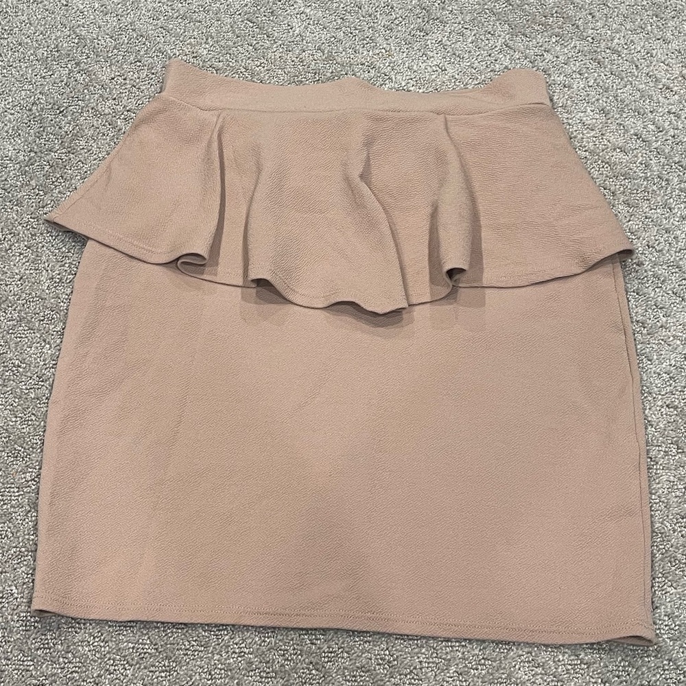 Charlotte Russe Tan Peplum Pencil Skirt